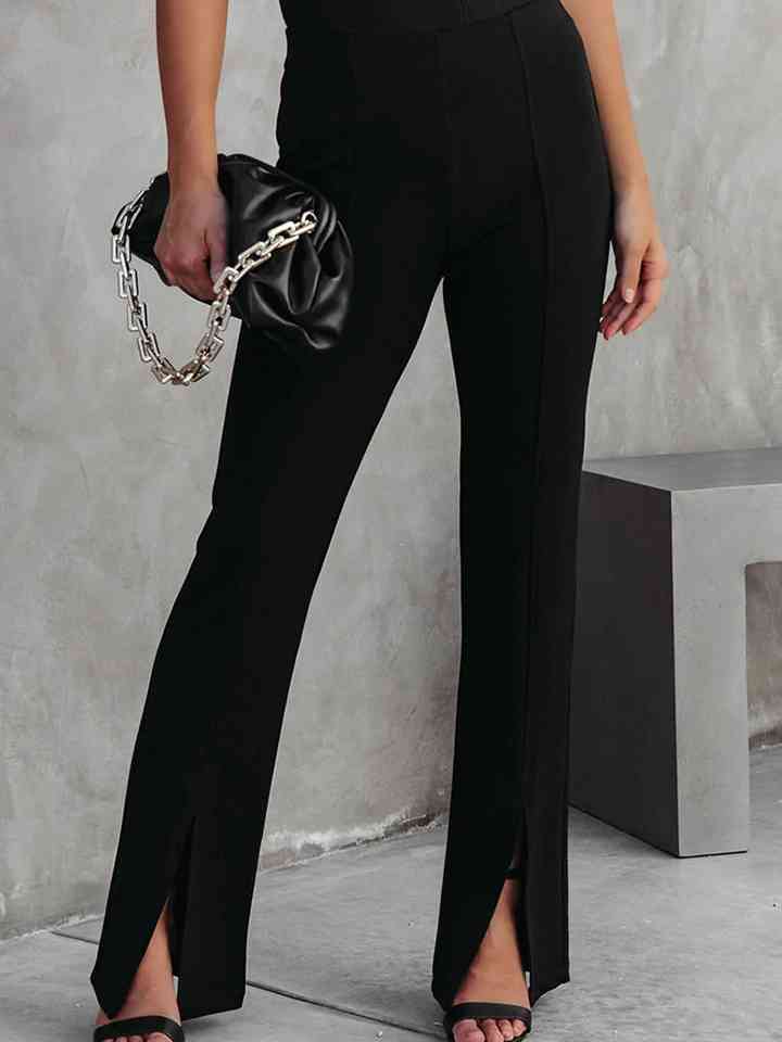 Front Slit Flare Leg Pants